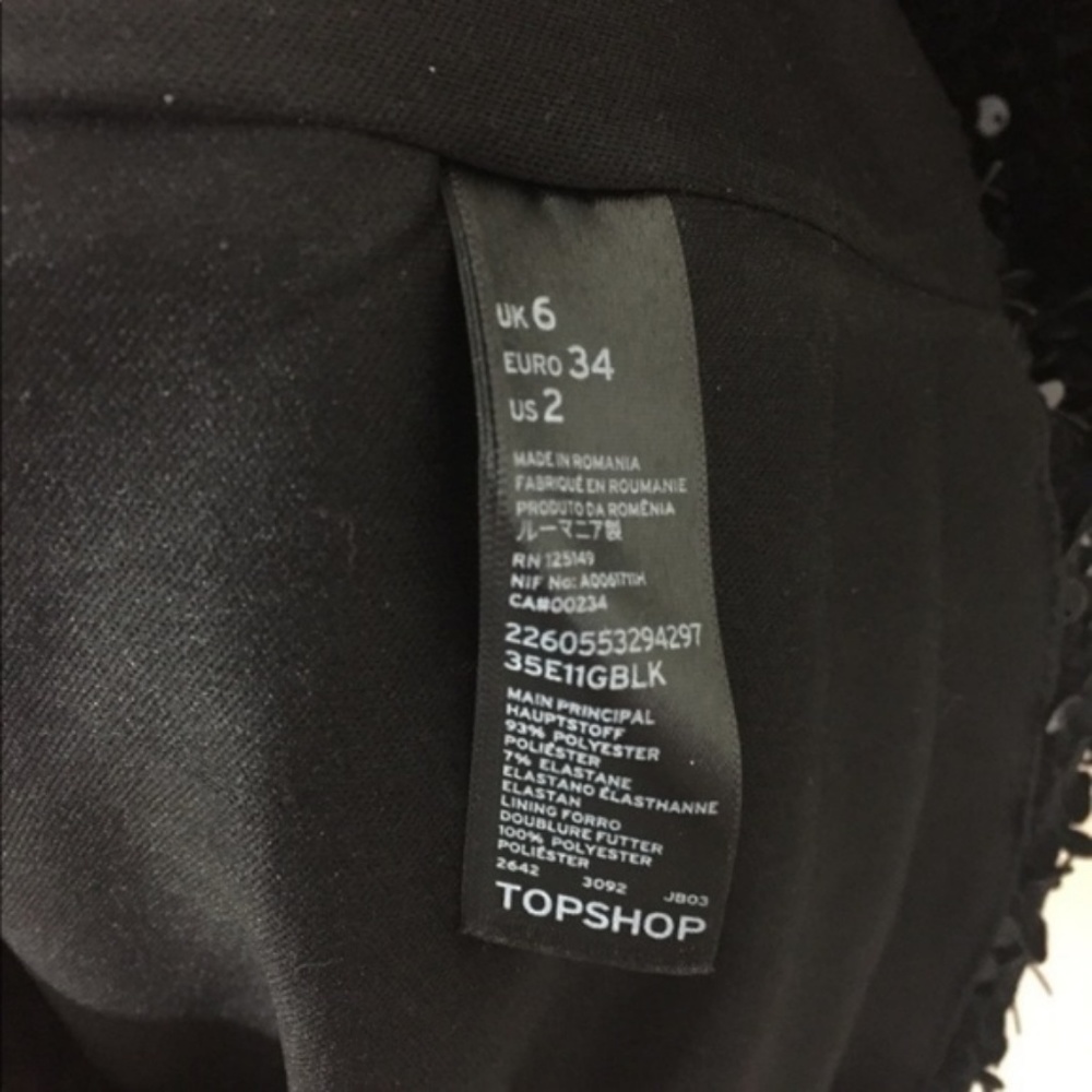 TOPSHOP Velvet Sequin Black Cocktail Dress - Picture 7 of 7